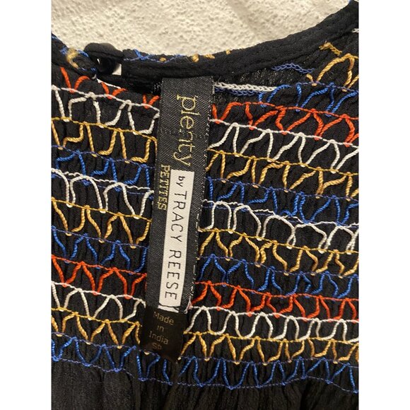 Plenty by Tracy Reese Blouse Womens Small Petite Embroidered Boho Top Shirt - Picture 4 of 6